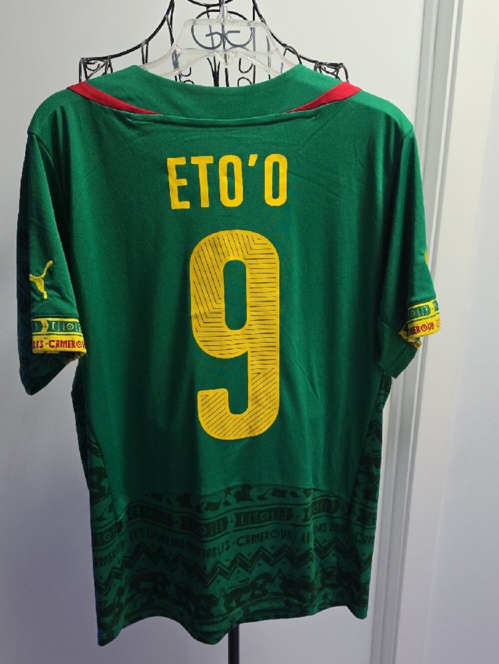 Puma Green & Yellow Cameroon Football Shirt with Red Trim #9 - Picture 12 of 13